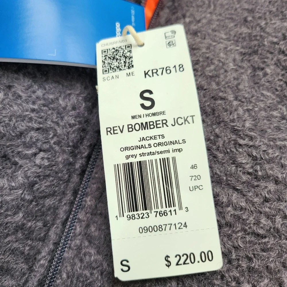 Mens Size S Adidas Originals Reversible Bomber Jacket Winter Gray Orange KR7618